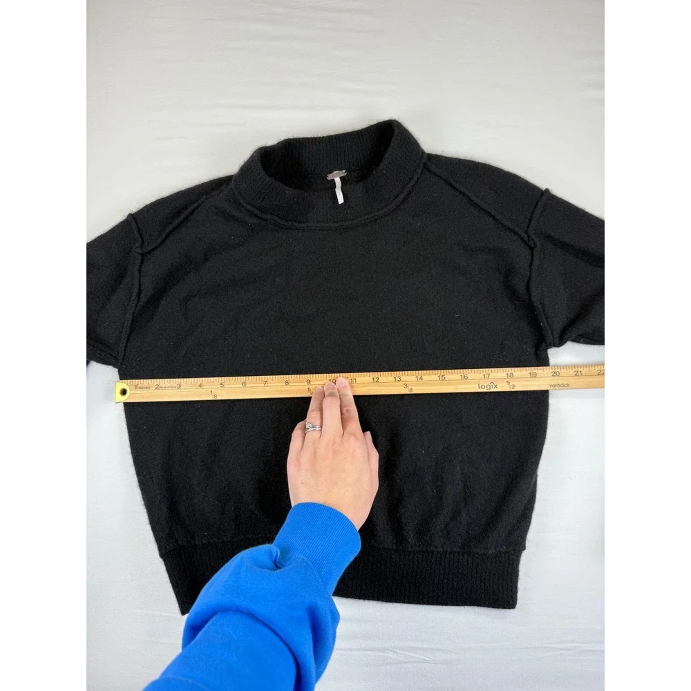 100% Cashmere Free People Womens Mock‎ Neck Sweater Black Size L